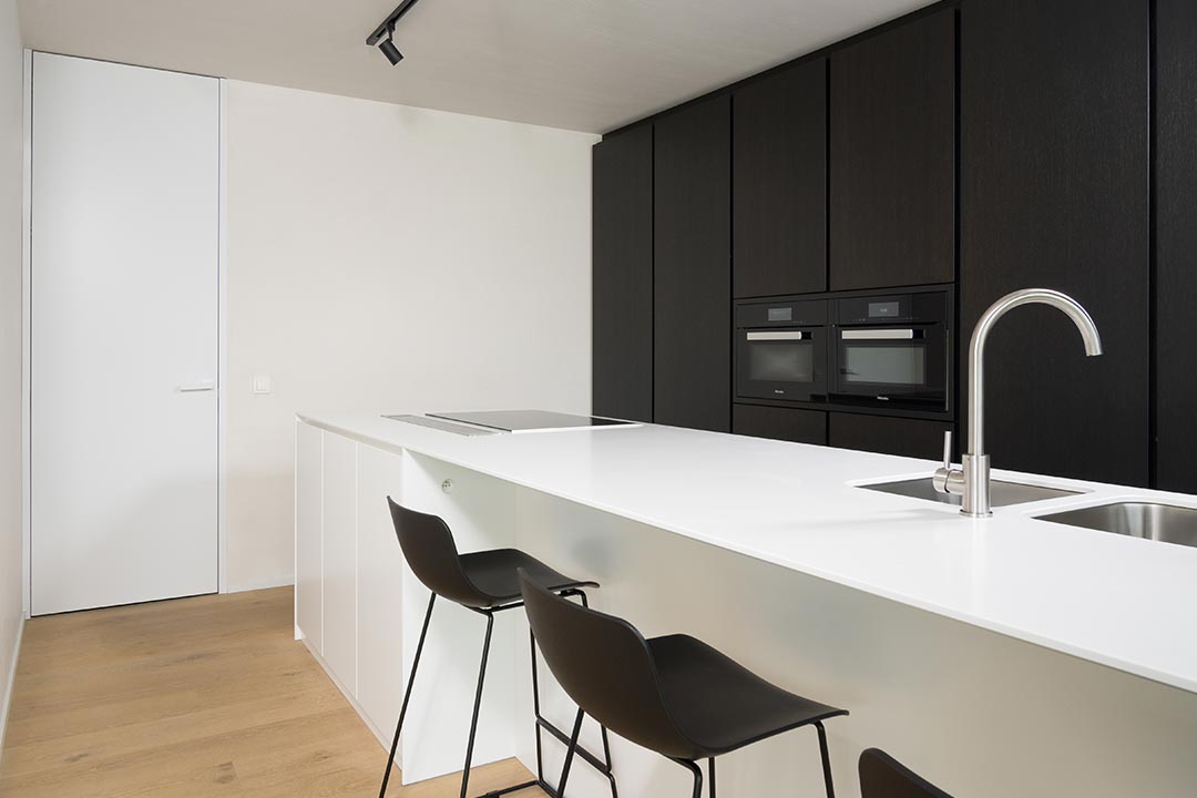 Witte moderne binnendeuren in stijlvolle keuken